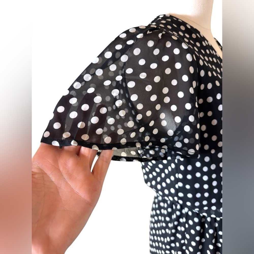 NWT Brixon Ivy Wesley Polka Dot Print Dress, Black and White, Size Medium - Picture 8 of 13